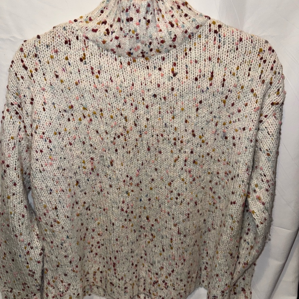 LOFT Cream Funfetti cake Turtleneck Sweater with Multicolor Flecks size S